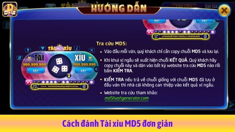 Cách đánh Tài xỉu MD5 đơn giản