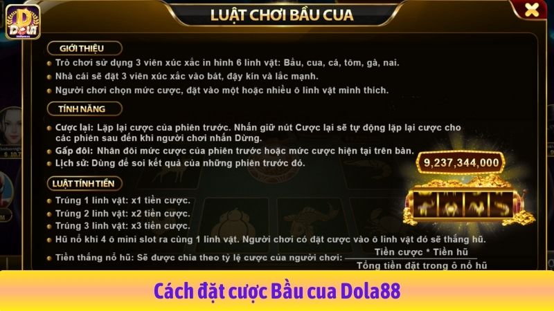Cách đặt cược Bầu cua Dola88