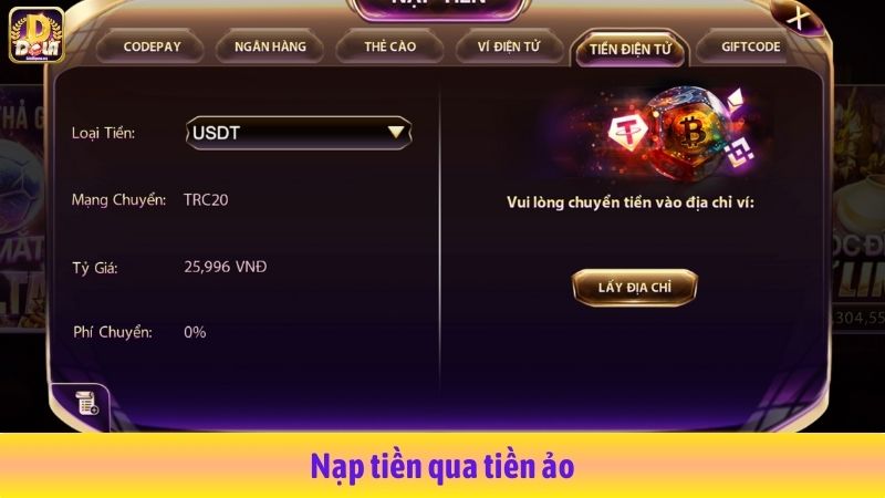 Nạp tiền qua tiền ảo